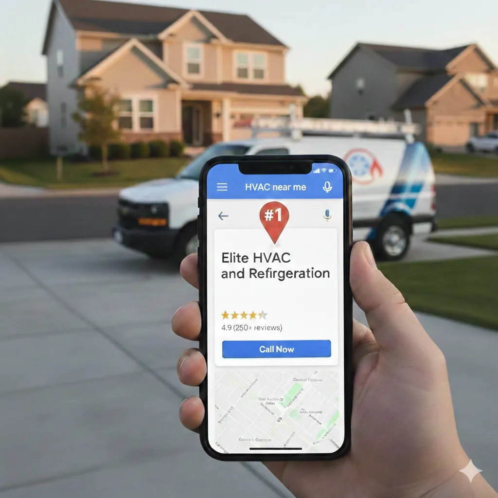 Hand holding phone showing Google Maps local business results