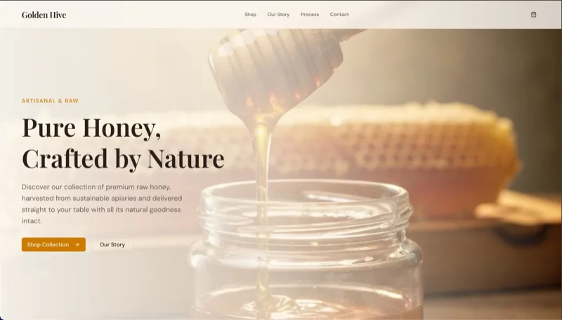 Golden Hive Honey website screenshot
